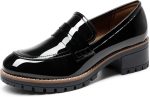 Women's Platform Chunky Heeled Loafers, Women Business Casual Shoes