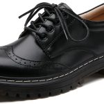 Women's Vintage Oxford Shoe,Perforated Lace-up Round Toe Leather Low Heel Brogues Shoe for Girls Ladies Women