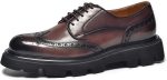 men Dress Shoes Business Casual Oxford Shoes Genuine Leather Brogue Wingtip Oxfords Classic Comfortable Lace-up Derby Shoes