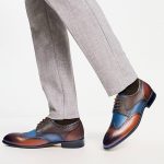 Men's Dress Shoes Two Tone Wingtip Genuine Cowhide Leather Oxford Shoes with Brogue Formal Business Wedding Derby Shoes - Image 2