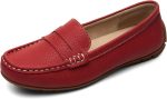 Women's Comfortable & Lightweight Leather Penny Loafers Slip-Ons Cute Business Casual Dress Shoes Work Office Flats Everyday Walking Shoes Driving Mocs for Women - Image 2
