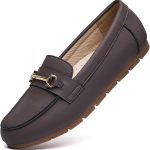 Genuine Leather Loafers for Women Driving Moccasins Business Casual Work Shoes Comfortable & Lightweight Women Dress Flats Slip On Shoes